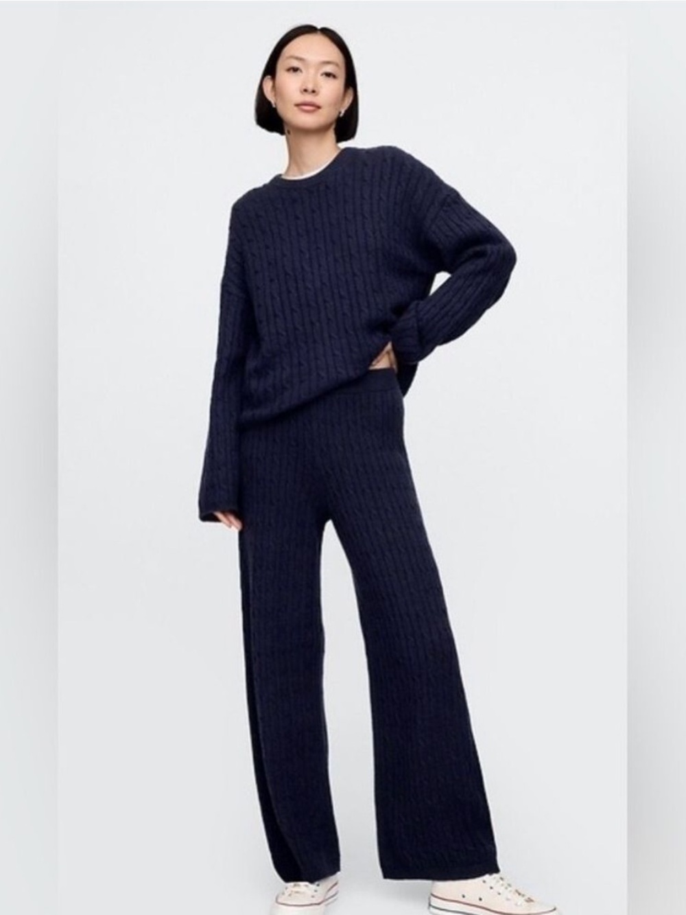 GAP Women's Navy Blue Cable Knit Sweater Set
